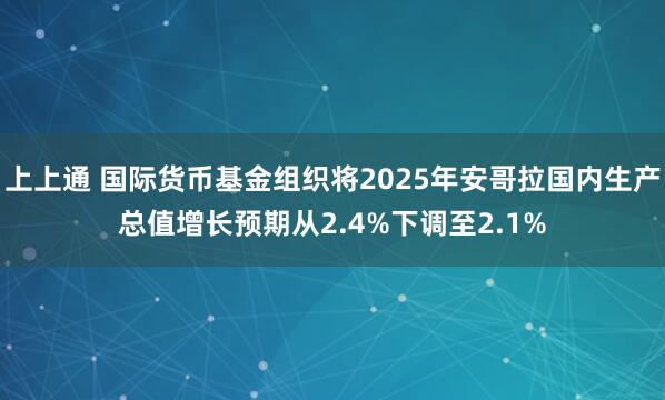 上上通 国际货币基金组织将2025年安哥拉国内生产总值增长预期从2.4%下调至2.1%