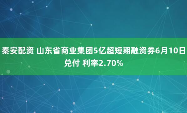 秦安配资 山东省商业集团5亿超短期融资券6月10日兑付 利率2.70%