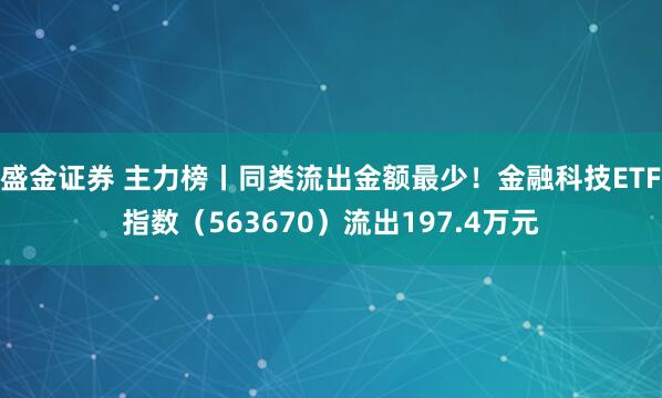 盛金证券 主力榜丨同类流出金额最少!金融科技ETF指数(563670)流出197.4万元